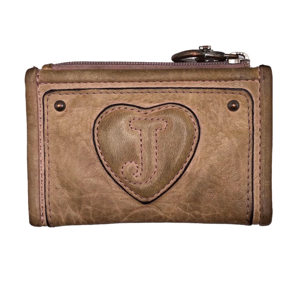Juicy Couture Vintage J Heart Leather Coin Purse Wallet Y2K Rare Key Holder